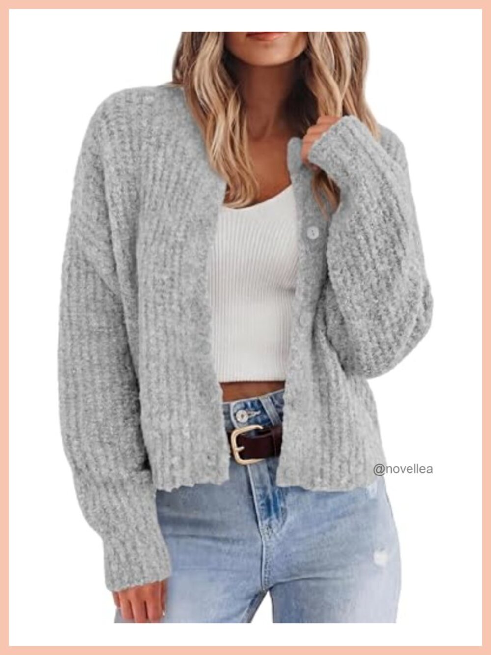 Women's Chunky Knit Cropped Cardigan Button Down Sweater